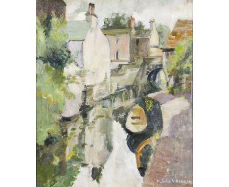 JOHN ALLEN VIDEAN (1903 - 1989) Framed, signed, oil on canvas, titled on label verso, 'Skipton Canal Bridge', see city of Lon