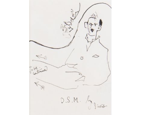 WALTER RICHARD SICKERT A.R.A. (1860 - 1942) Framed, signed, pen and ink on paper, portrait sketch of Dugald Sutherland MacCol