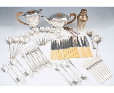 A lot to include a Walker & Hall part canteen of 60 items of cutlery, to include table knives and forks, starter knives, soup