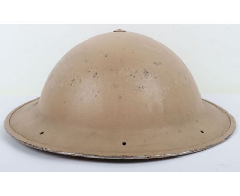 WW2 South African Steel Helmet, with holes for neck shield to the rear. Liner has South African manufacturer mark ACER RAND a