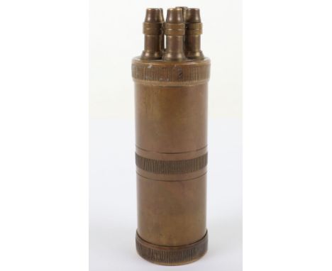 Well Made Modern Brass Copy of a Powder Flask for the Colt Patterson Percussion Revolver, fitted with 5 plunger type nozzles,