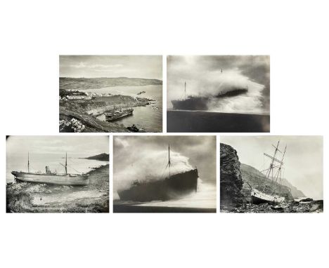 Shipwreck Photographs The Gibsons of the Scilly Islands. Five large photographs Showing two views of the 'Tripoltania' on Loe