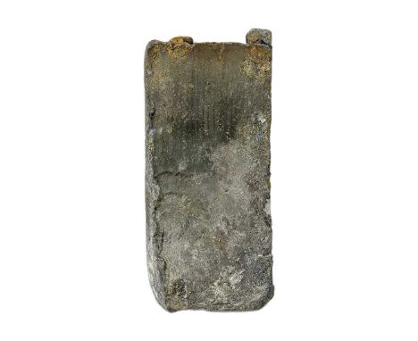 HMS. Colossus, wrecked 1798, Isles of Scilly A lead container or possibly a ‘counter-weight’ (?).  Square with two lugs, meas