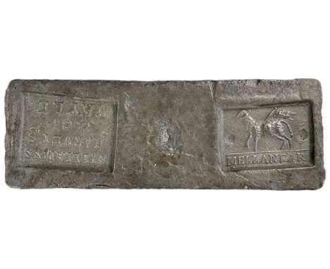 SS. Cheerful, wrecked 20th July 1885 Ingot of pure Cornish tin Double stamped with a cast Lamb and Flag at one end and ‘Willi