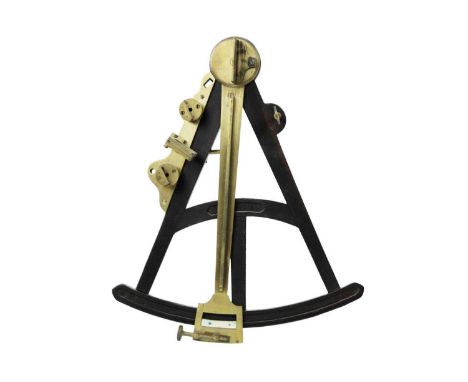 Ebony and brass octant, navigational instrument, c. early 19th century.  Complete with all filters and sighting fittings, lac