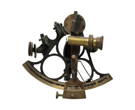 A modern sextant Missing only the two glasses in the ‘telescope’, otherwise intact, brass, length 21cm