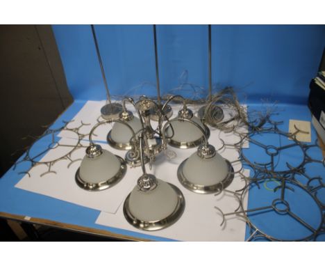 A QUANTITY OF METAL LIGHT FITTINGS 