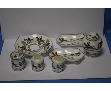 A SMALL COLLECTION OF COALPORT CHINA with hunting scenes