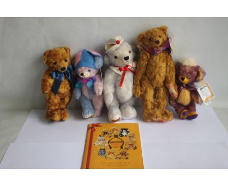 MERRYTHOUGHT TEDDY BEARS to include Cheeky Little jester, Punkie Plum, Bobo, Celine, and 2012 Olympic Bear  (5)