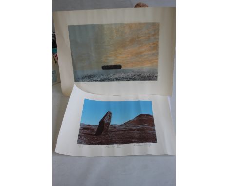ANDREW WOLFE SIGNED LIMITED EDITION PRINT "MAENHIR II" 8/10, and Michael Carlo signed limited edition print "Snow Sky" 73/75 