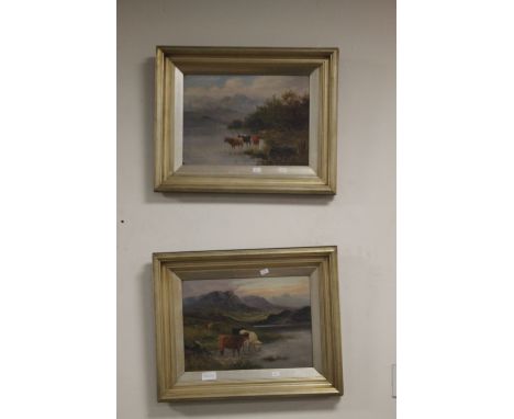 TWO FRAMED OILS DEPICTING HIGHLAND CATTLE, signature indistinct 50 x 40 cm Condition Report: Both pictures with general dirty