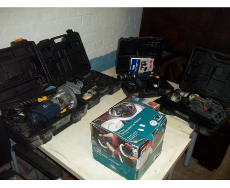 A SELECTION OF BOXED DIY POWER TOOLS INCLUDING A ROUTER AND AN INDUSTRIAL FREUD MORTICEU ETC.
