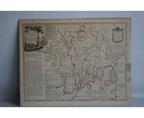 EMANUEL BOWEN - "AN ACCURATE MAP OF THE COUNTY OF WORCESTER", original map from the Large English Atlas, c.1760, a very detai