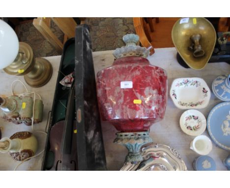 A large glass lamp