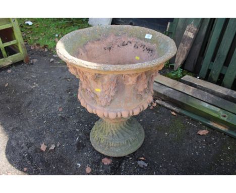 A decorative concrete planter