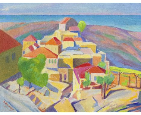 Saliba Douaihy (Lebanon, 1915-1994)Le village de Aitou oil on canvas, framedsigned 'S.Douaihy' (lower left), dedicated, inscr