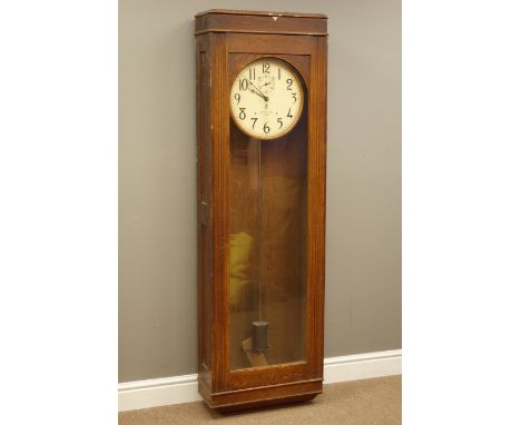 20th century International Time Recording Co. Model 13-7 Electric slave clock, No.10277, circular white Arabic dial with subs