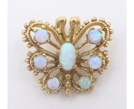 9ct gold opal butterfly pendant tested   Condition Report  Length = 1.5cm approx 1.6gm Click here for further images, conditi