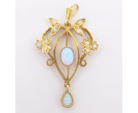 Silver-gilt opal pendant length 4cm    Condition Report   Click here for further images, condition, auction times & delivery 