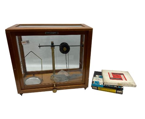 Griffin &amp; George spring balance scales with Microid Chain dial in case, together with four boxed 7" reel to reel recordin