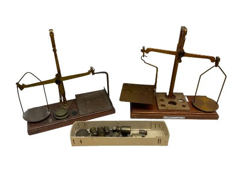 Set of Arnold Precision scales with weights together with a further set of postal scales and weights 