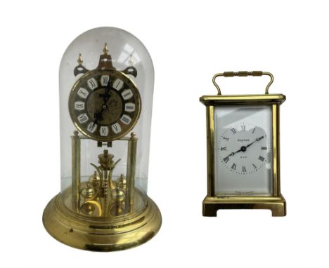  20th century French cornice �Bayard� 8-day timepiece carriage clock, with a lever platform escapement, enamel dial with roma