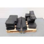 Pallet of Heel Pads for Car Mats. Various Shapes & Sizes. Black Rubber. Some Dotted & Some Check Pla