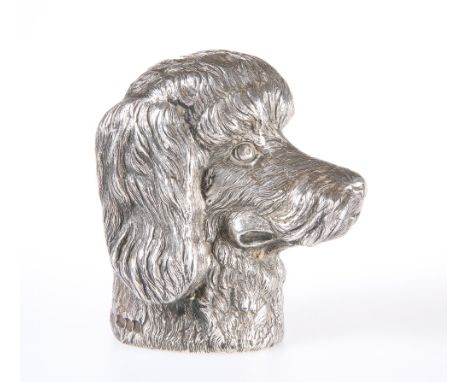 A LARGE CAST SILVER LIGHTER IN THE FORM OF A POODLE'S HEAD, LONDON 1961, maker's mark indistinct but possibly by Tiffany &amp