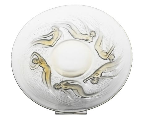 ONDINES A LALIQUE PLATE, frosted, polished and opalescent glass, design introduced 1921, etched no. 3003 and signature R LALI