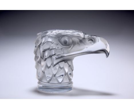 TETE D'AIGLEA LALIQUE CAR MASCOT, modelled as an eagle's head, press-moulded, frosted and polished, design introduced in 1928