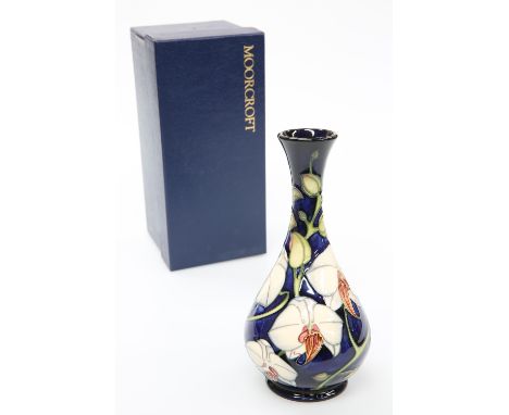 A MOORCROFT POTTERY LIMITED EDITION VASE, BY PHILIP GIBSON, the bottle shaped body tubelined and hand-painted with the Chatsw