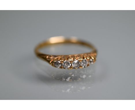 A five-stone graduated diamond ring set 18ct yellow gold, size N, approx 2.5g all in  