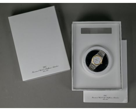 An IWC chronometer automatic wristwatch, stainless steel 33 mm case with gold bezel, white dial with date aperture model, box