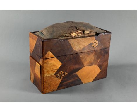 A 19th century Japanese Himitsu-Bako puzzle box, traditional parquetry construction in various native veneers with arrangemen