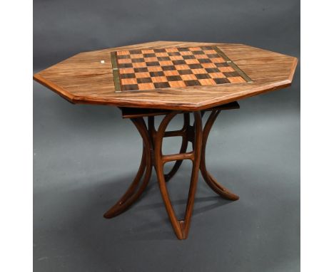 Declan O'Donoghue for S.F Furniture, an outstanding and unique bespoke elongated octagonal games table, executed in Indian ro