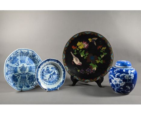 An 18th century Chinese octagonal shallow bowl painted in underglaze blue with pagoda landscape design, Qianlong period (1739