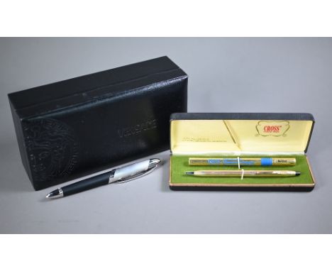 A boxed Cross ballpoint pen with two refills to/w a Versace ballpoint pen (2)  