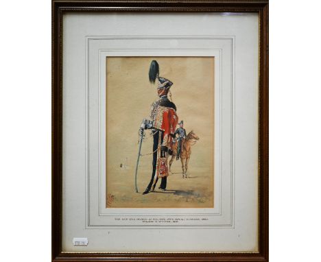 Major R Wymer - 'The 10th (the Prince of Wales's Own Royal) Hussars, 1836, watercolour of an officer, signed and dated 1881, 