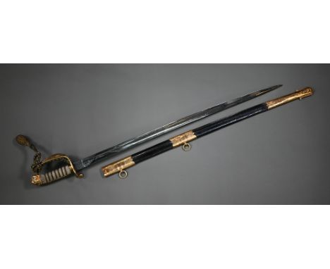 A fine Royal Navy officer's small sword, the 79 cm long blade by Henry Wilkinson, London, with crowned fouled anchor and Roya