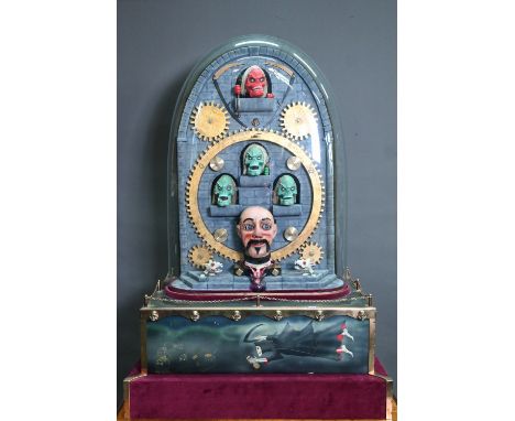 A macabre 19th century style musical automaton, 'Prison', the skulls debate, then instruct the executioner skull to start the