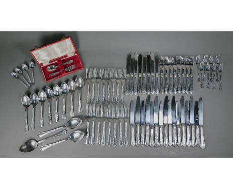 A set of Postons Lonsdale Plate 'Jesmond' pattern flatware and cutlery, complete for eight settings (67 pieces), to/w four si