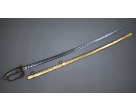 A Victorian field officer's sword by J Buckmaster &amp; Co, Edinburgh, the 81 cm curved etched blade with crowned VR cypher, 