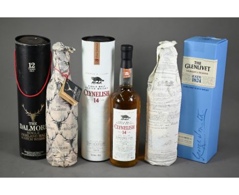 The Dalmore single highland malt scotch whisky, 12 year old 75 cl bottle in presentation tube to/w Clyynelish single malt in 