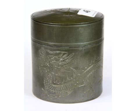 An early 20th Century Chinese Kuthing Swatow pewter tea caddy, H. 10cm.