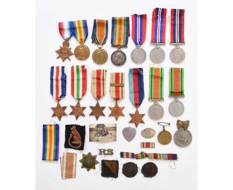A mixed group comprising a First World War Medal Pair of Victory Medal and British War Medal to "48346 PTE. L. DRAKE HAMPS. R