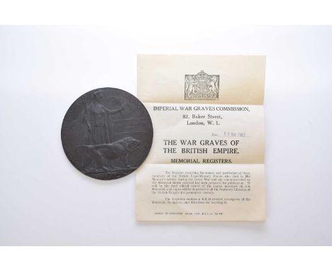 A First World War Death Plaque to Corporal George Hamilton Leppard [112009], 236th Siege Battery, Royal Garrison Artillery. K