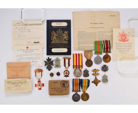 A First and Second World War family group. A group relating to Bernard Robert Sabine - A WW1 pair of British War 1914-1918 Me