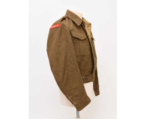 A Second World War British Army battledress blouse, 1940 pattern, size no. 13 (5 ft 11 to 6 ft), dated September 1942, tailor