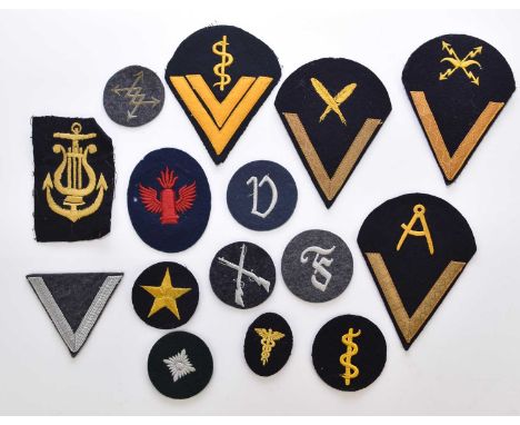 A group of German Third Reich Kriegsmarine rate sleeve badges, comprising Seaman 1st Class Sick Berth, Seaman Second Class Ai