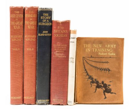 Ɵ KIPLING, Rudyard.  (1865 - 1936).  The Irish Guards in the Great War. First Edition, 1923 and others related, six volumes. 